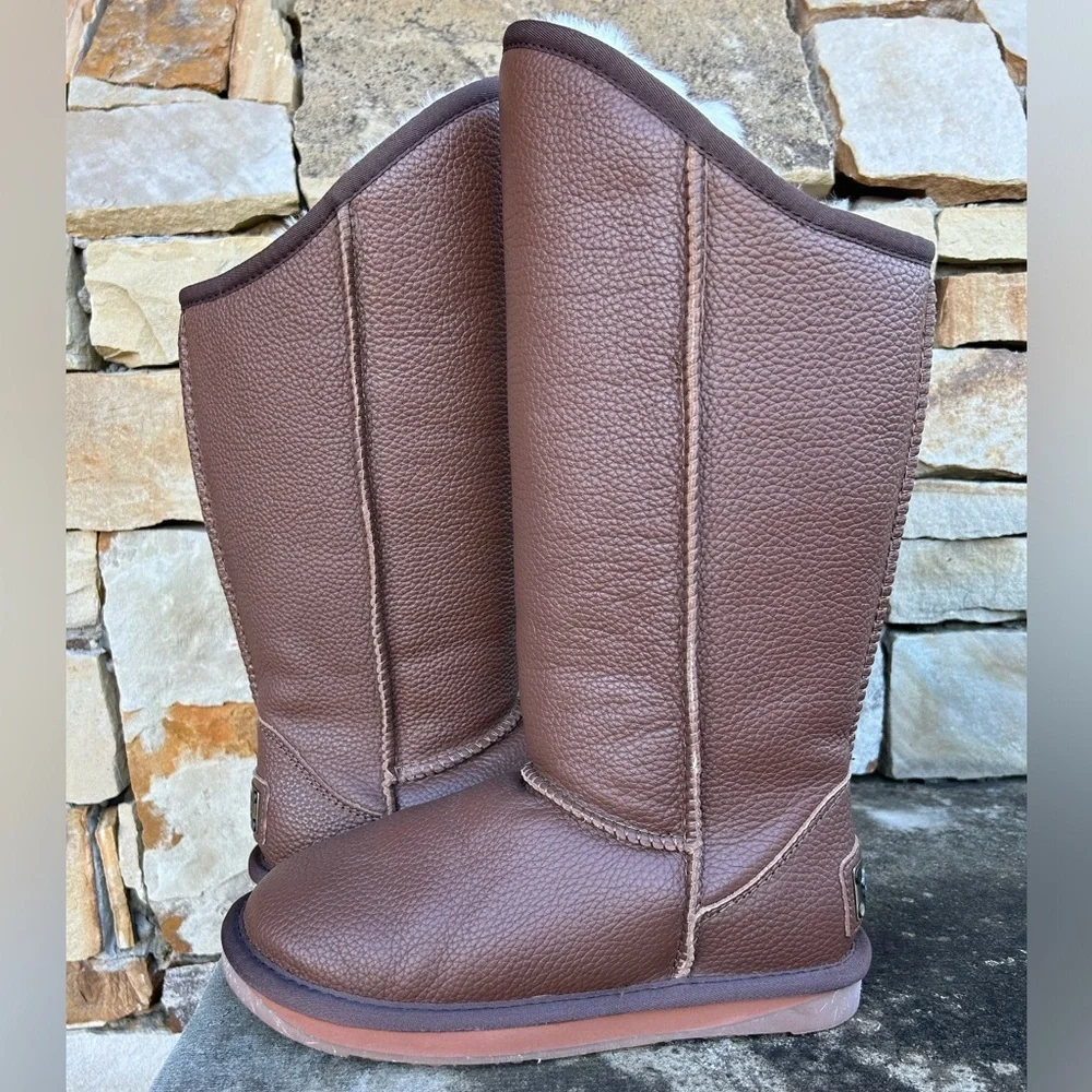 Australia Luxe Collective Cosy Tall‎ Boot Buff Leather Shearling NWOT. Sz-6. C